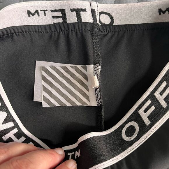 Off-White C/O Virgil Abloh Black Leggings Reflective Detail Pink Logo size Small - Picture 10 of 13